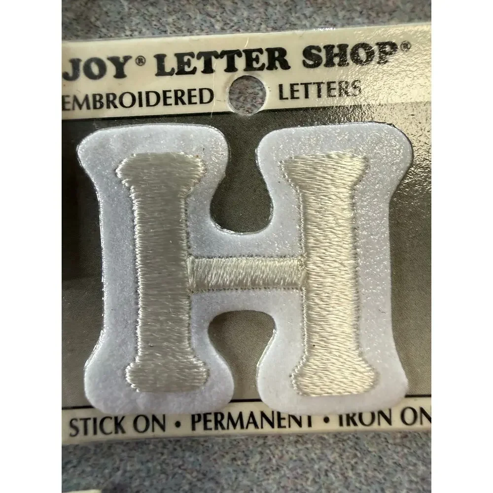 11 Embroidered letters Joy SUHOO Wrights TEPJRR white applique iron on NWT